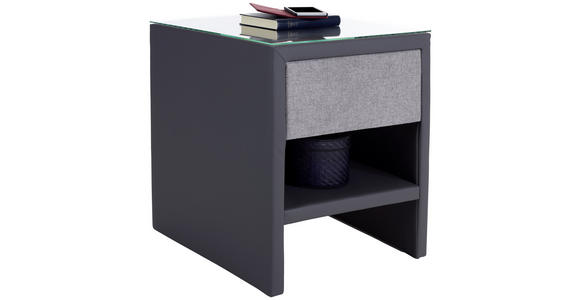 Nachtkästchen Grau H: 60 cm Hampton - Anthrazit/Grau, KONVENTIONELL, Textil (50/60/45cm) - Luca Bessoni