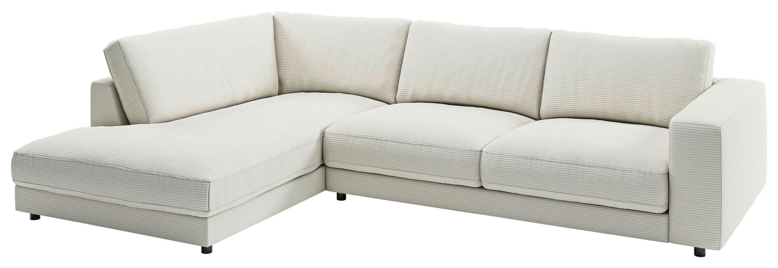 ECKSOFA in Cord Hellgrau  - Hellgrau/Schwarz, Design, Kunststoff/Textil (224/325cm) - Pure Home Lifestyle