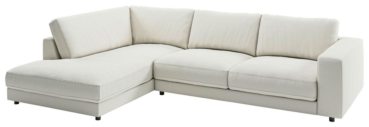 ECKSOFA in Cord Hellgrau  - Hellgrau/Schwarz, Design, Kunststoff/Textil (224/325cm) - Pure Home Lifestyle