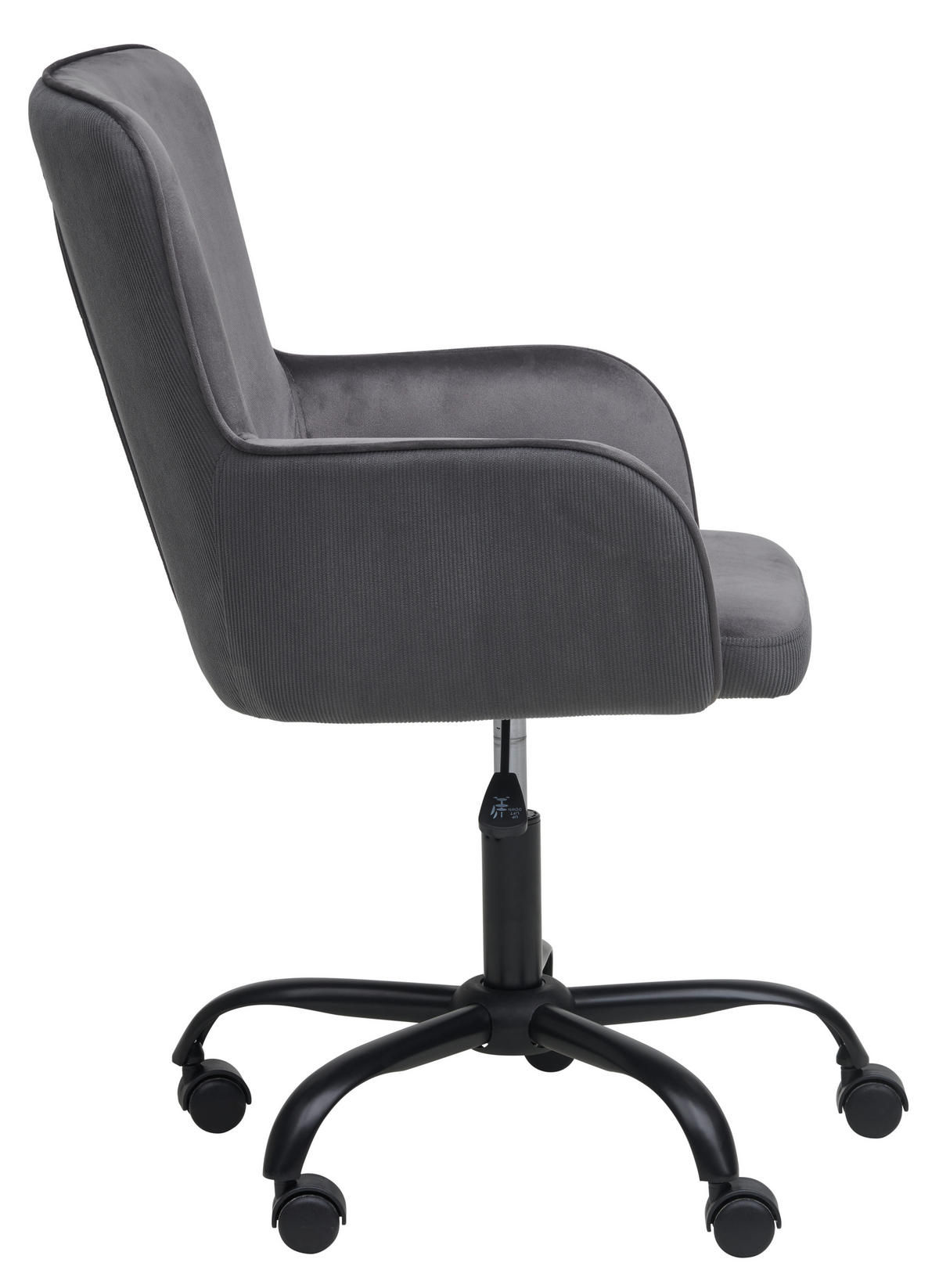 DREHSTUHL  in Cord, Samt Grau  - Schwarz/Grau, MODERN, Kunststoff/Textil (61/92/62cm) - Livetastic