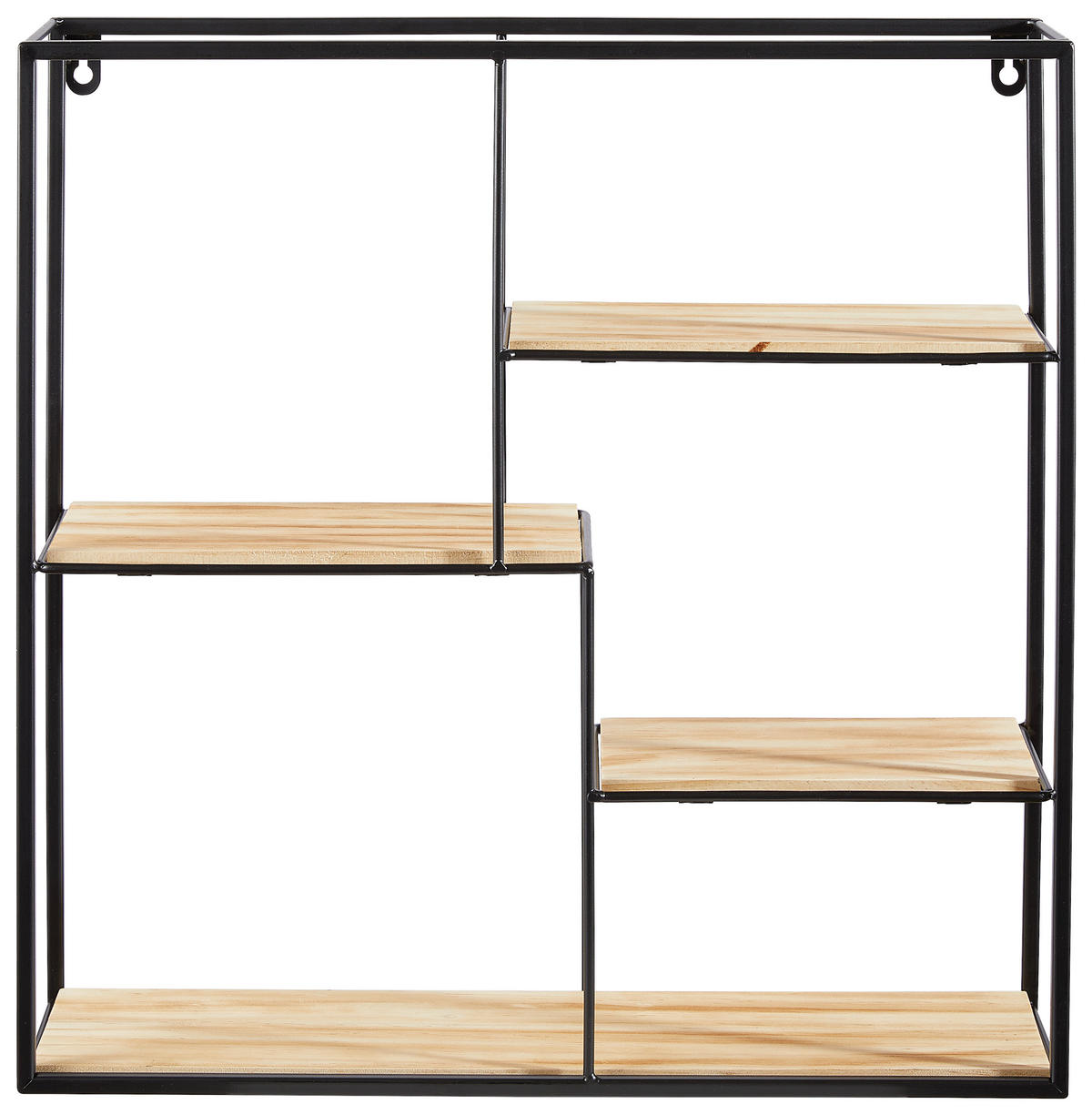 WANDREGAL  - Schwarz/Naturfarben, Basics, Holz/Metall (46/46/11,5cm) - Ambia Home