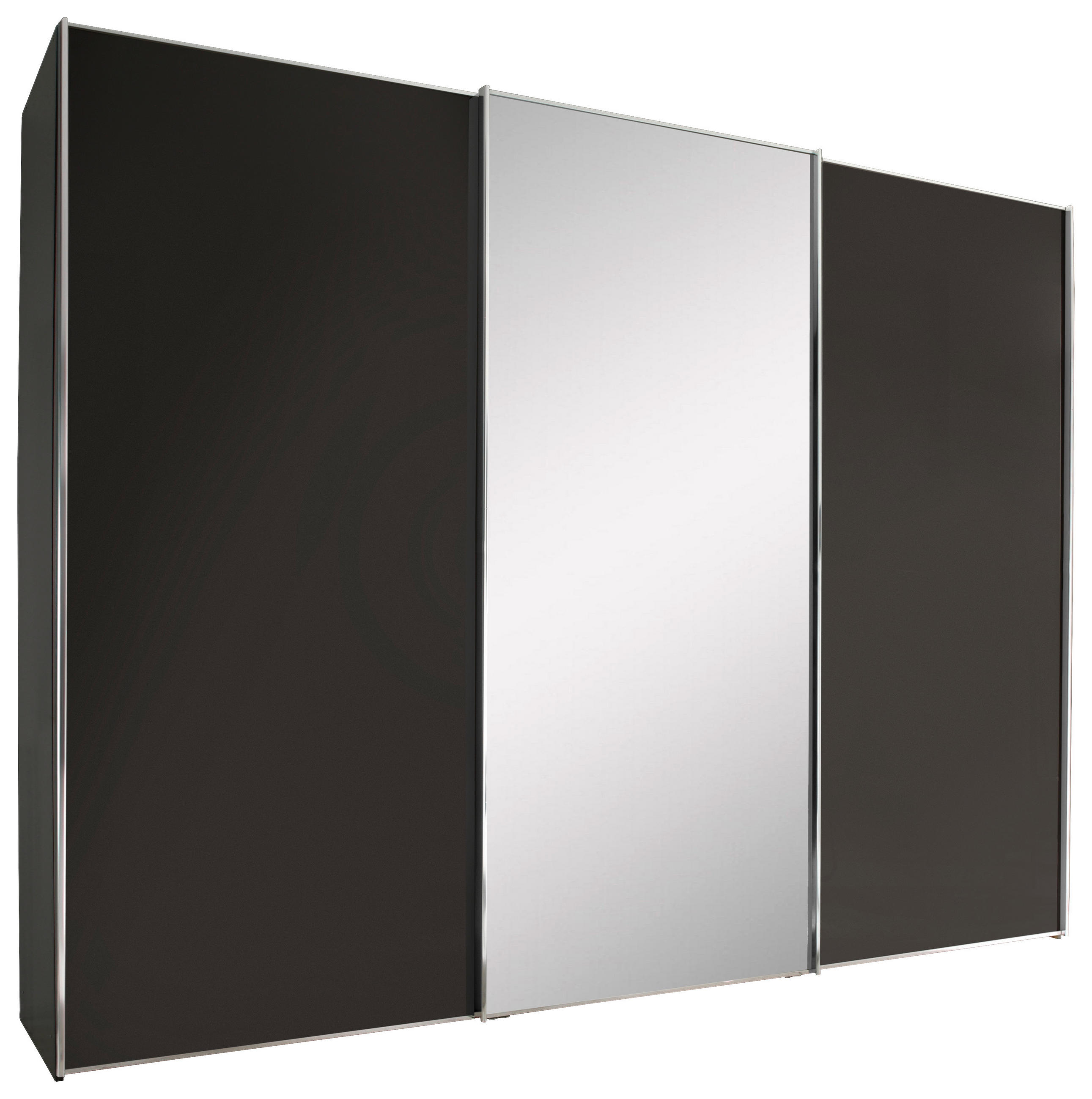 SCHWEBETÜRENSCHRANK in Anthrazit  - Anthrazit/Alufarben, Konventionell, Glas/Holzwerkstoff (298/240/68cm) - Moderano