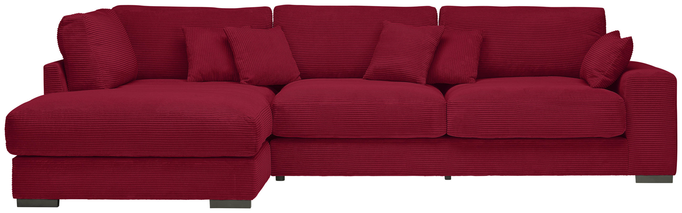 ECKSOFA  in Cord Rot Zierkissen, Rückenkissen  205/340 cm  - Rot/Schwarz, Design, Kunststoff/Textil (205/340cm) - Lomoco