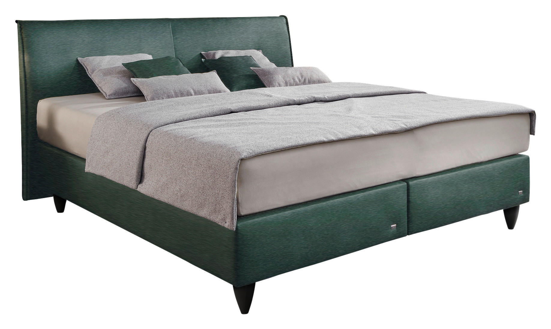 BOXSPRINGBETT 160/200 cm,  in Petrol, Matratze, gepolstertes Kopfteil, H3 + H3 = fest  - Petrol/Schwarz, Design, Kunststoff/Textil (160/200cm) - RUF Betten