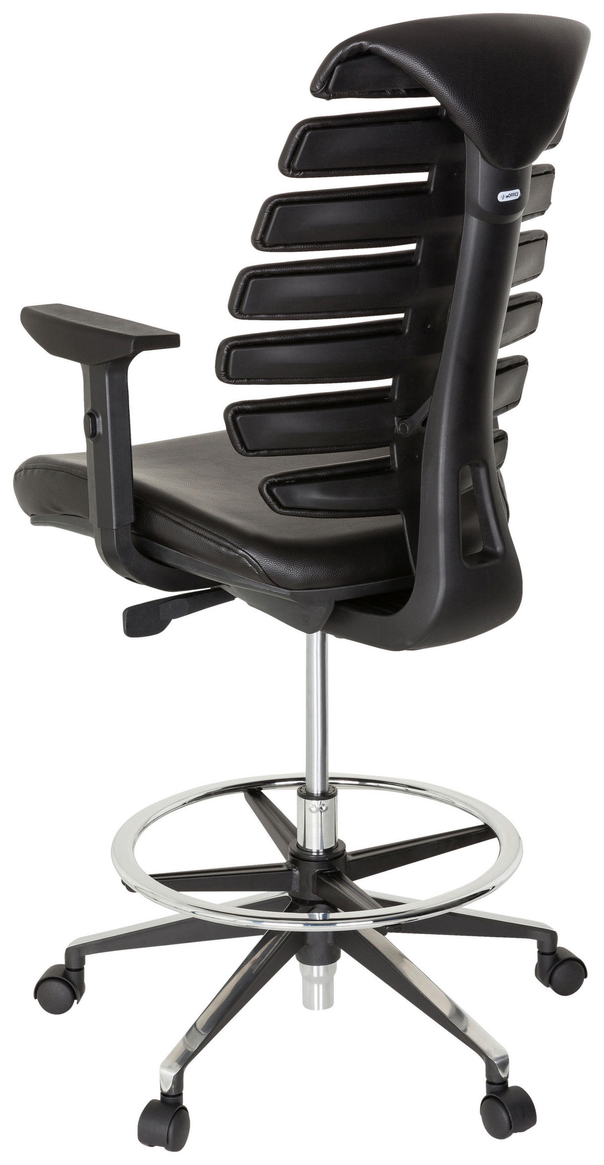 DREHSTUHL  in Lederlook Schwarz  - Schwarz/Alufarben, MODERN, Kunststoff/Textil (62/131/65cm) - MID.YOU