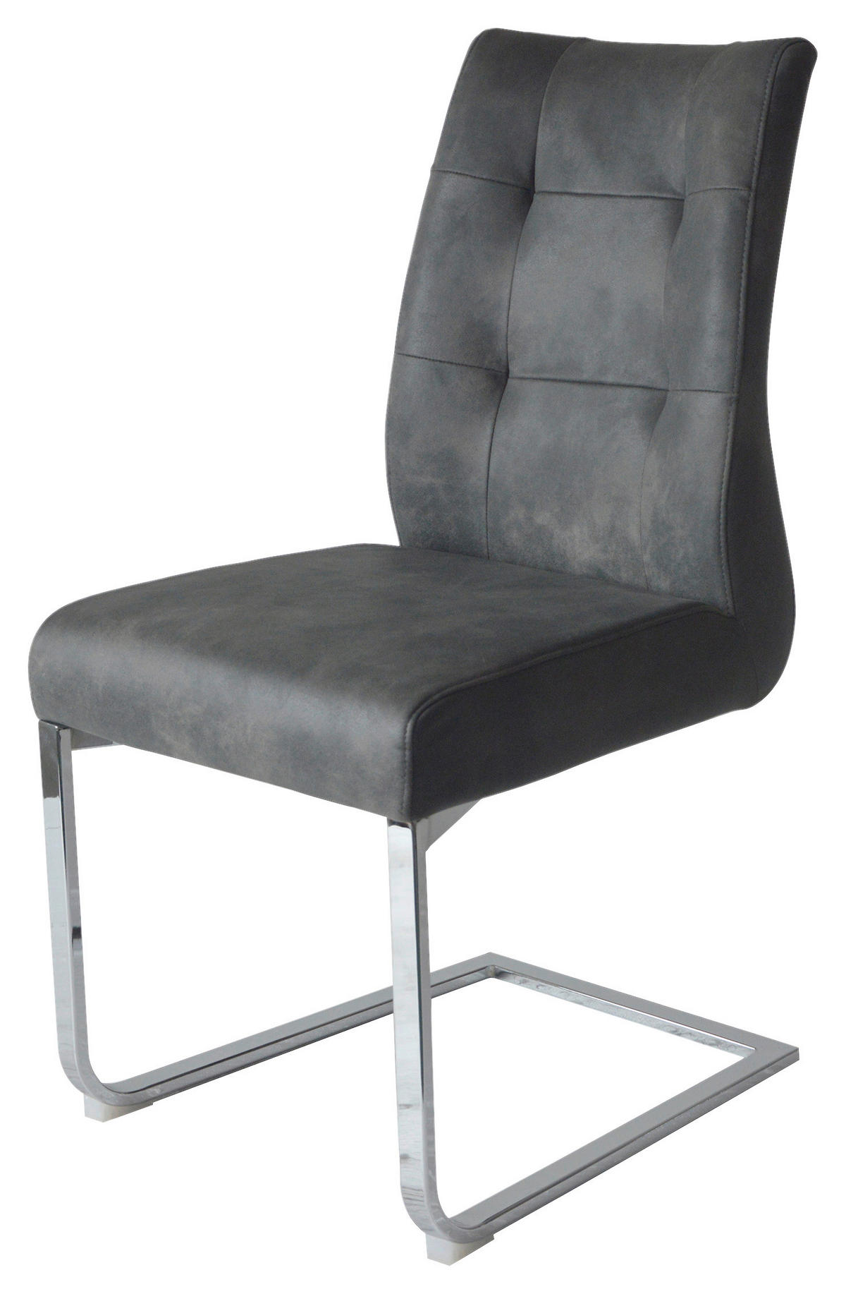 SCHWINGSTUHL-SET 2 Stück  in Stahl Mikrofaser  - Anthrazit/Silberfarben, LIFESTYLE, Textil/Metall (47/96/62cm) - MID.YOU