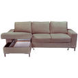 ECKSOFA Taupe Cord  - Taupe/Schwarz, KONVENTIONELL, Textil/Metall (150/240cm) - Carryhome