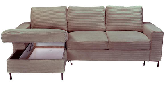 ECKSOFA Taupe Cord  - Taupe/Schwarz, KONVENTIONELL, Textil/Metall (150/240cm) - Carryhome