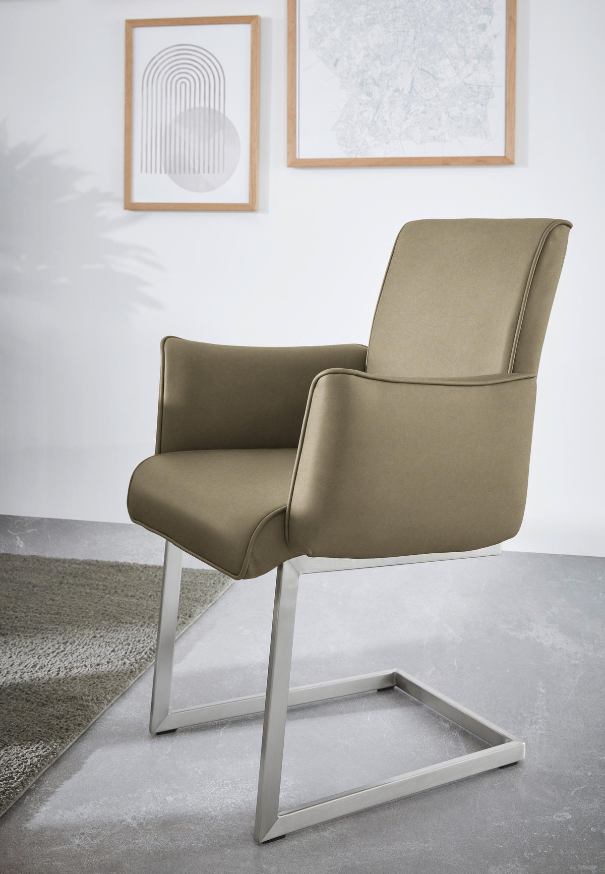 ARMLEHNSTUHL  in Stahl Mikrofaser  - Edelstahlfarben/Grün, Design, Holzwerkstoff/Textil (63/91/60cm) - Dieter Knoll