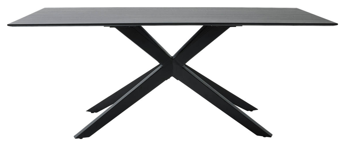 ESSTISCH Eiche massiv rechteckig Schwarz  - Schwarz, Design, Holz/Metall (200/100/76cm) - Musterring
