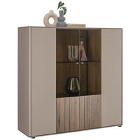 HIGHBOARD Buchefarben, Sandfarben  120/119/41 cm  - Sandfarben/Buchefarben, Design, Glas/Holz (120/119/41cm) - Johann Jakob