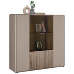 HIGHBOARD Buchefarben, Sandfarben  120/119/41 cm  - Sandfarben/Buchefarben, Design, Glas/Holz (120/119/41cm) - Johann Jakob