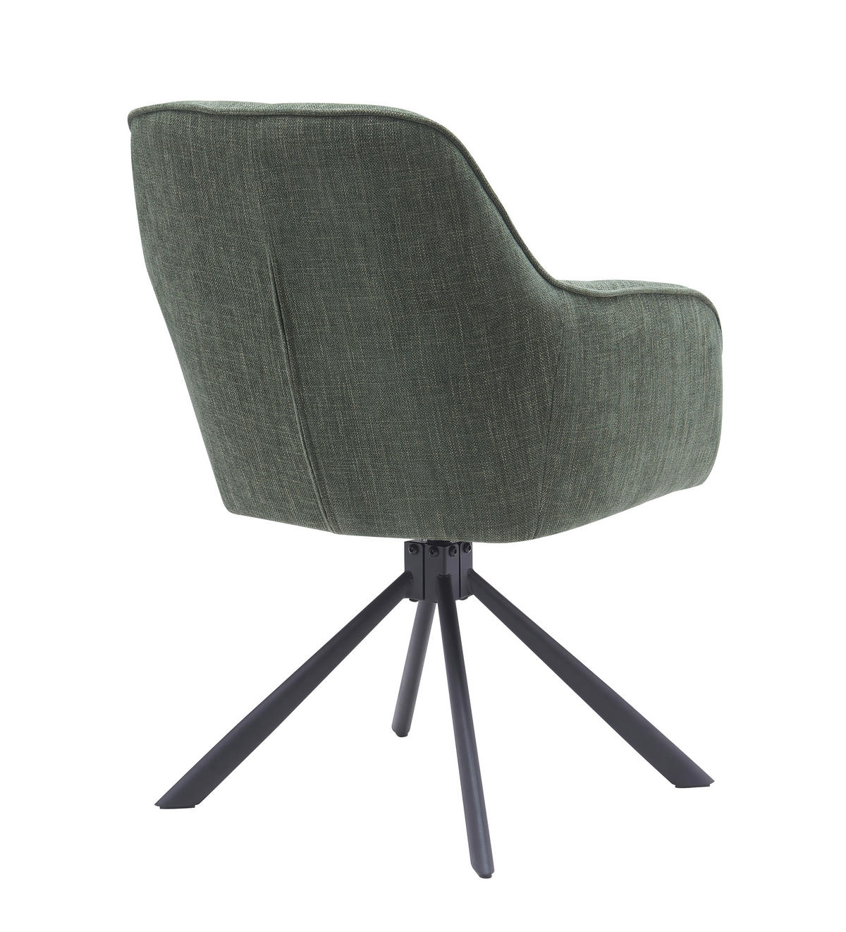 ARMLEHNSTUHL-SET 2 Stück Sitzfläche 360° drehbar, automatische Rückholfunktion, gepolsterte Armlehnen Chenille  - Waldgrün/Schwarz, MODERN, Textil/Metall (59/87/65cm) - Livetastic