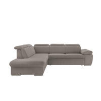 ECKSOFA Graubraun Cord  - Chromfarben/Graubraun, Design, Textil/Metall (228/283cm) - Livetastic