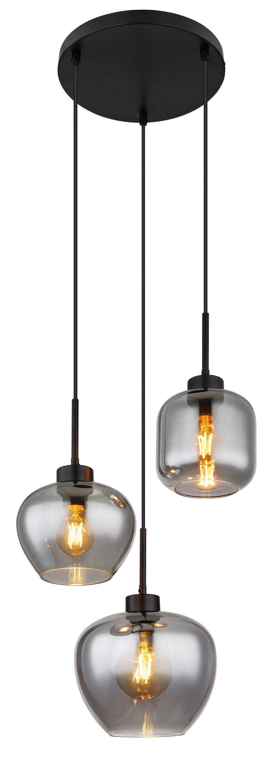 HÄNGELEUCHTE 38/120 cm   - Schwarz, Design, Glas/Kunststoff (38/120cm) - Globo