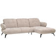 ECKSOFA inkl. Funktionen Taupe Chenille  - Taupe/Schwarz, Design, Textil/Metall (282/189cm) - Novel