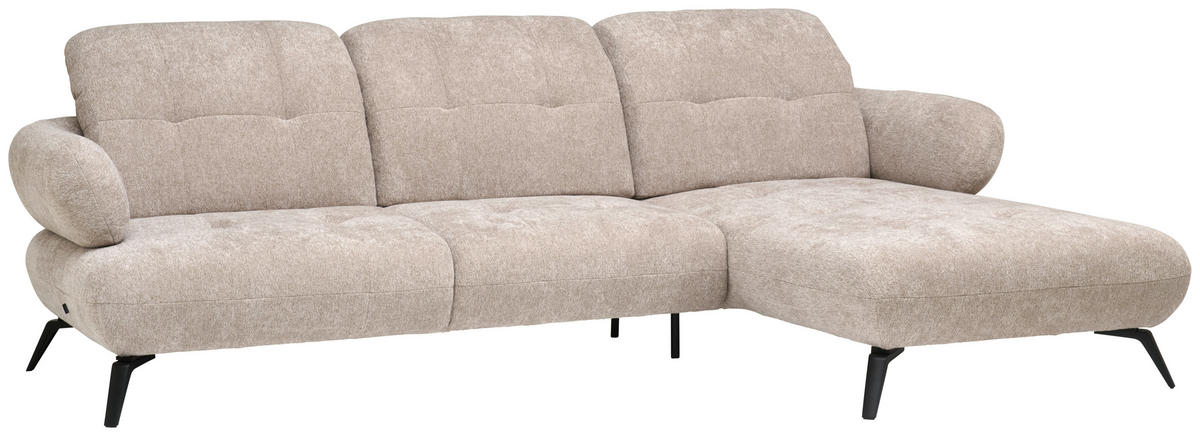 ECKSOFA inkl. Funktionen Taupe Chenille  - Taupe/Schwarz, Design, Textil/Metall (282/189cm) - Novel