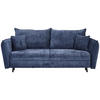 SCHLAFSOFA  mit Rücken echt, Schlafen auf Sitzhöhe, Liegefunktion Chenille Dunkelblau  - Schwarz/Dunkelblau, KONVENTIONELL, Holz/Textil (238/99/108cm) - Carryhome