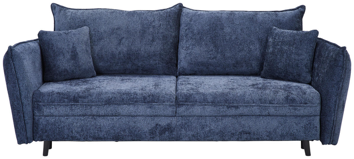 SCHLAFSOFA  mit Rücken echt, Schlafen auf Sitzhöhe, Liegefunktion Chenille Dunkelblau  - Schwarz/Dunkelblau, KONVENTIONELL, Holz/Textil (238/99/108cm) - Carryhome