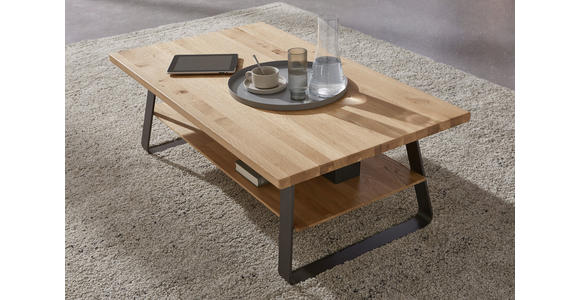 COUCHTISCH Wildeiche massiv Schwarz, Eichefarben 120/70/42,6 cm  - Eichefarben/Schwarz, Natur, Holz/Metall (120/70/42,6cm) - Valnatura