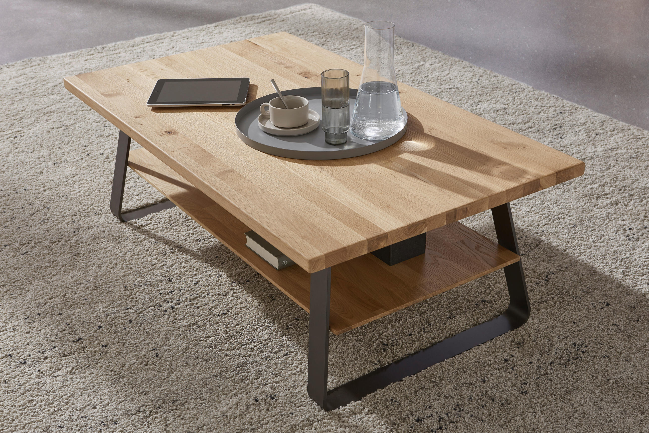 COUCHTISCH in Holz, Metall 120/70/42,6 cm  - Wildeiche/Schwarz, Natur, Holz/Metall (120/70/42,6cm) - Valnatura