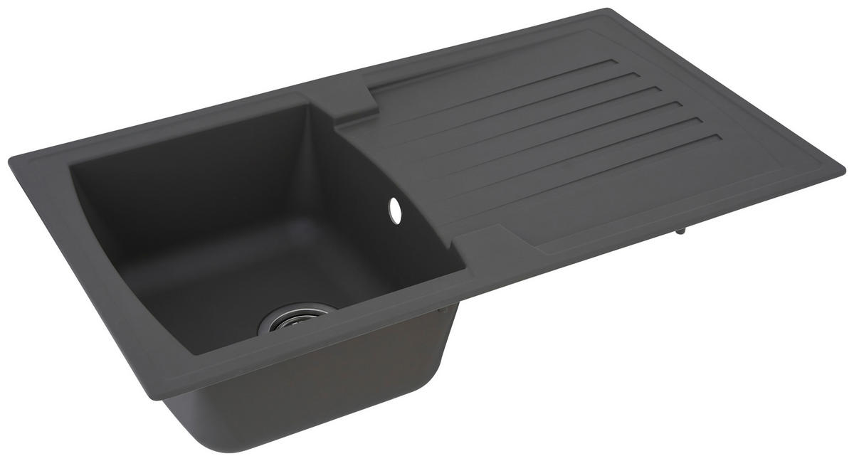 SPÜLE 1712BOSTON86X50G  - Grau, Trend, Glas/Kunststoff (86/20/50cm) - Respekta