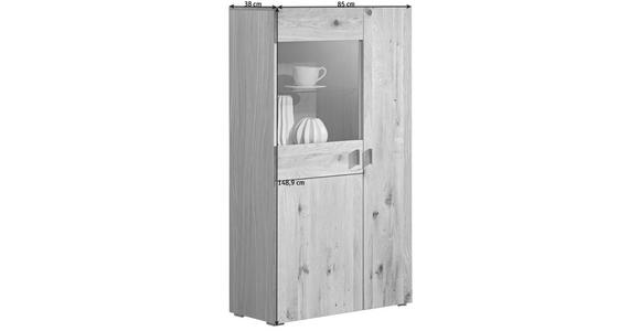 VITRINE in furniert, massiv Kerneiche Eichefarben - Eichefarben/Bronzefarben, Design, Glas/Holz (85/148,9/38cm) - Hom`in