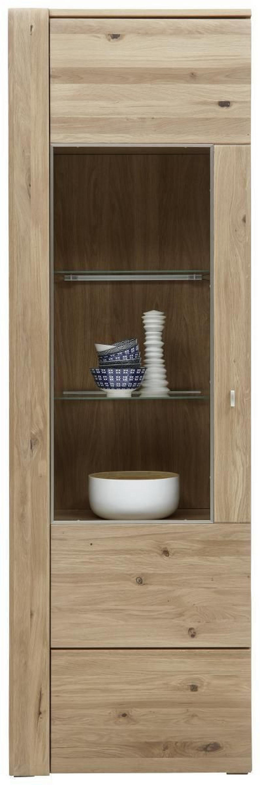 VITRINE Colorado Eichefarben  65/205/38 cm  - Eichefarben/Alufarben, Konventionell, Glas/Holz (65/205/38cm) - Voleo