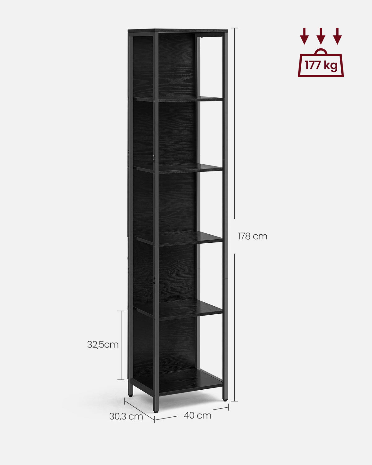 DEKOWANDREGAL Schwarz  - Schwarz, Basics, Holzwerkstoff/Metall (40cm)