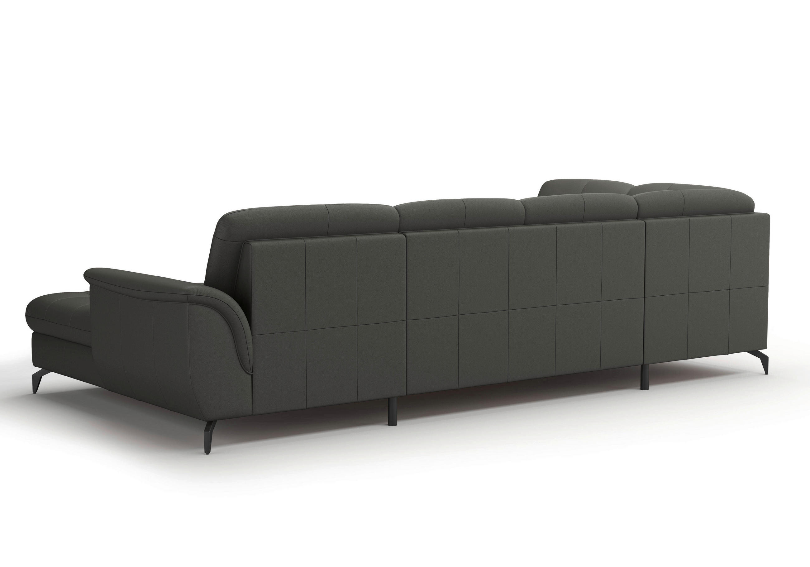 WOHNLANDSCHAFT Anthrazit Echtleder  - Anthrazit/Schwarz, MODERN, Leder/Metall (212/319/164cm) - Sit & More