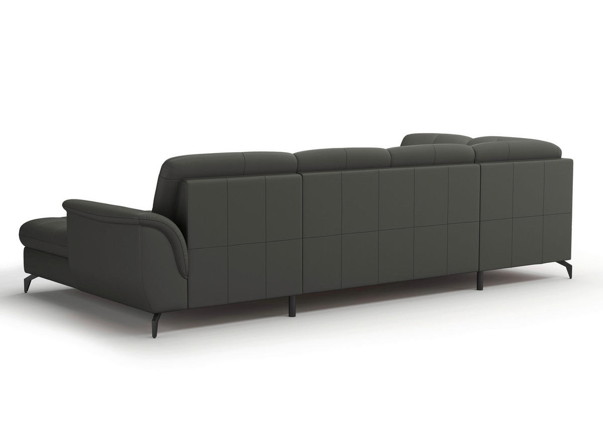 WOHNLANDSCHAFT Anthrazit Echtleder  - Anthrazit/Schwarz, MODERN, Leder/Metall (212/319/164cm) - Sit & More