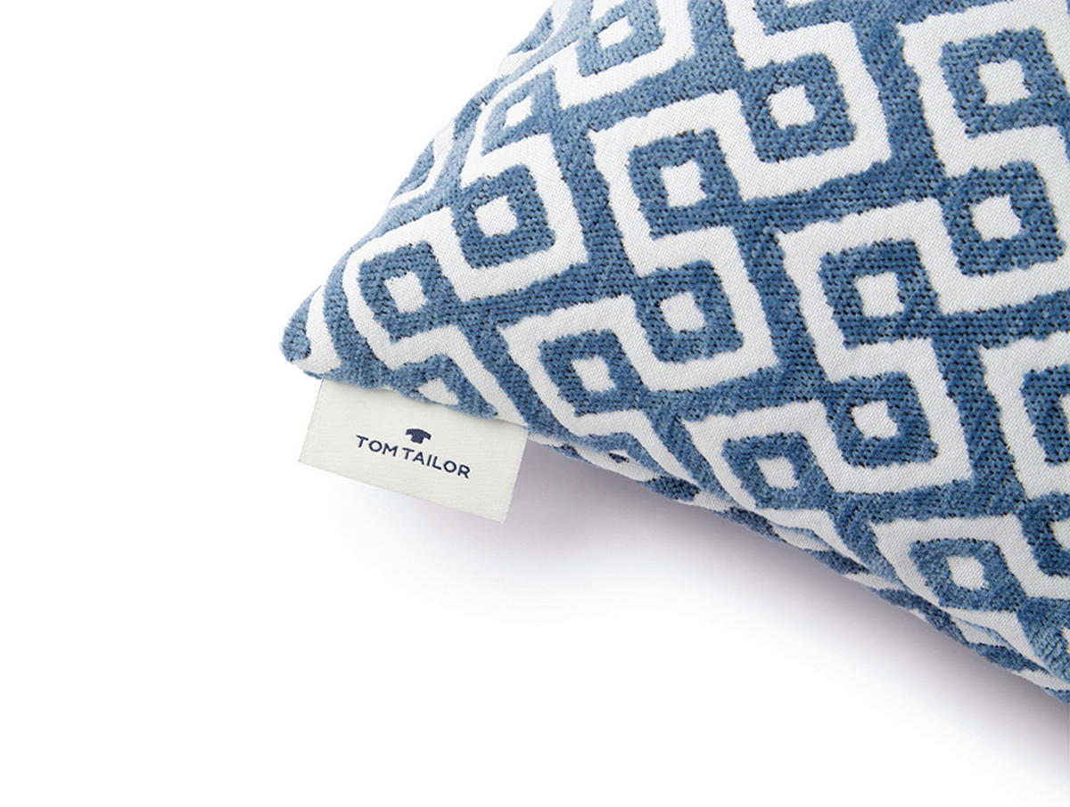 KUDDFODRAL T-Rhomb 30/50 cm  - vit/mörkblå, Klassisk, textil (30/50cm) - Tom Tailor