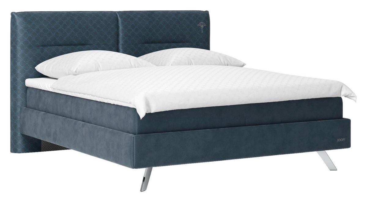POLSTERBETT SELECT 180/200 cm  in Graublau  - Graublau/Alufarben, Design, Textil/Metall (180/200cm) - Joop!