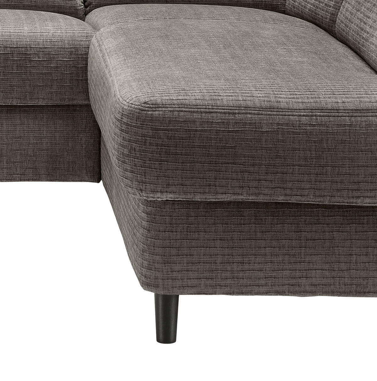 ECKSOFA in Mikrofaser Graubraun  - Graubraun/Schwarz, Modern, Holz/Textil (266/190cm) - Livetastic