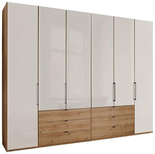 FALTTÜRENSCHRANK in Champagner, Eiche Bianco  - Schieferfarben/Eiche Bianco, Konventionell, Glas/Holzwerkstoff (300/216/58cm) - Dieter Knoll