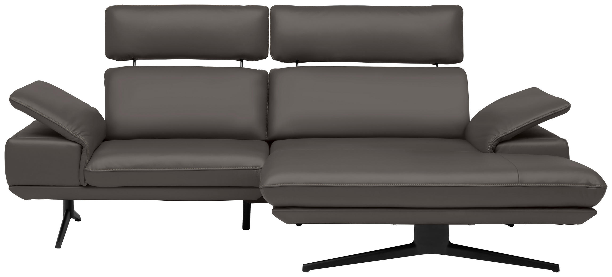 ECKSOFA in Echtleder Dunkelbraun  239/150 cm  - Dunkelbraun/Beige, Design, Leder/Metall (239/150cm) - Koinor