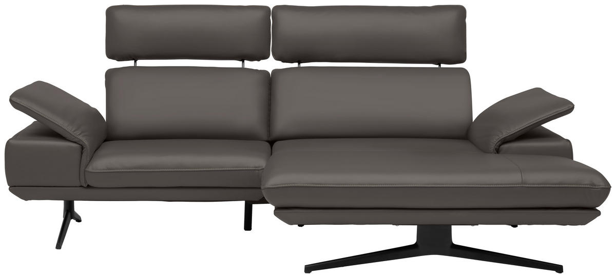 ECKSOFA Echtleder Dunkelbraun  - Dunkelbraun/Beige, Design, Leder/Metall (239/150cm) - Koinor