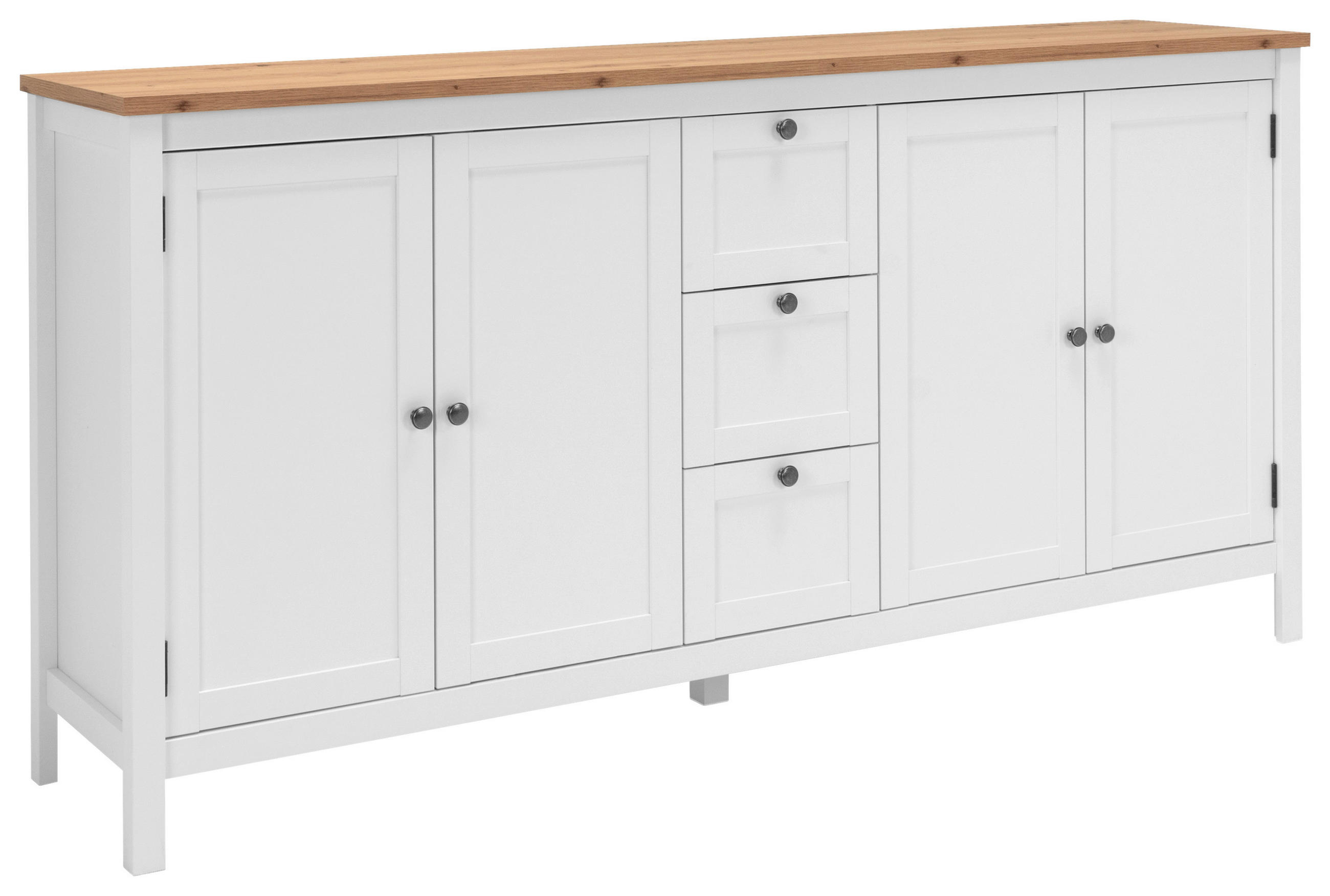 SIDEBOARD 180/90/40 cm  - vit/ekfärgad, Klassisk, metall/trämaterial (180/90/40cm) - MID.YOU