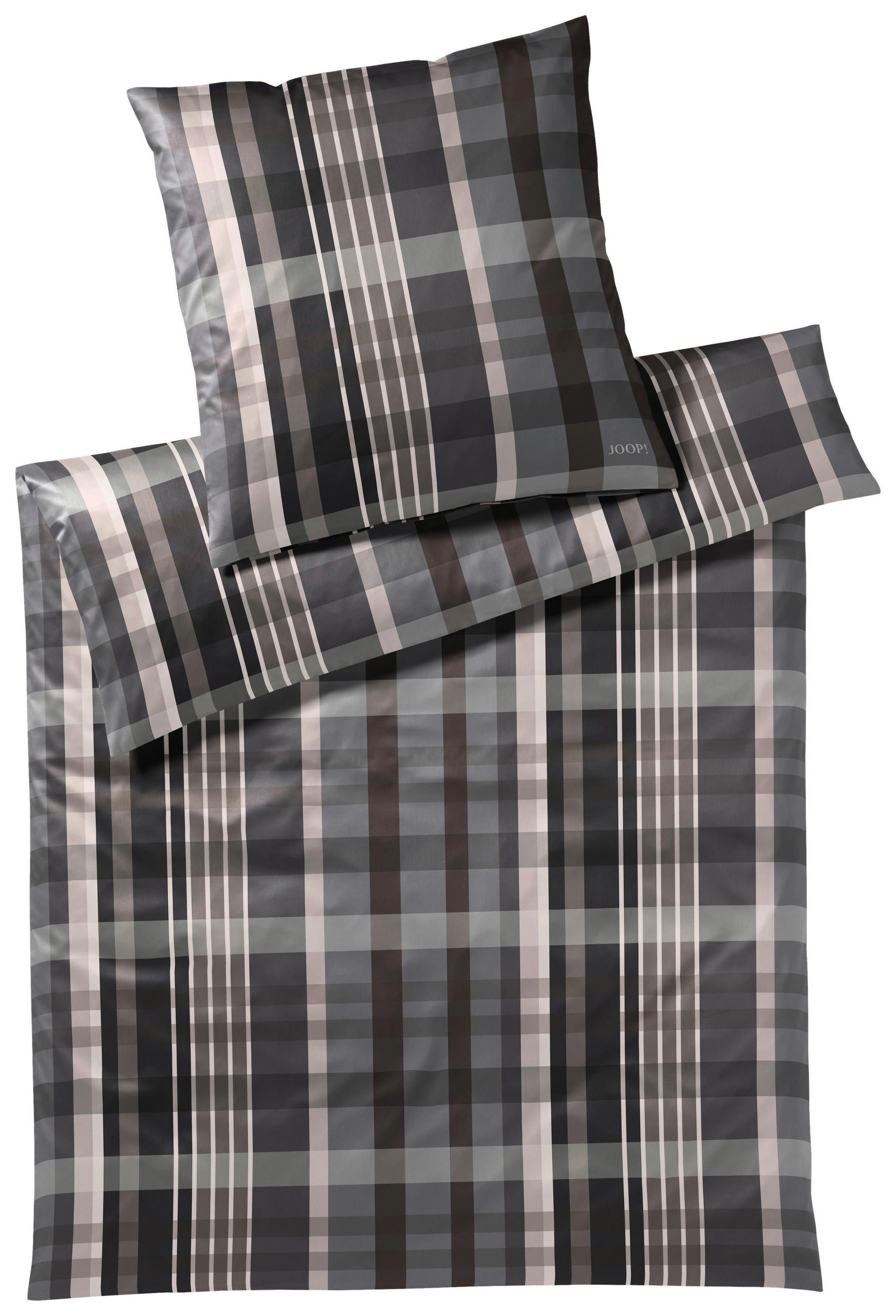 BETTWÄSCHE Checks Makosatin 200/220 cm  - Dunkelgrau/Hellgrau, Basics, Textil (200/220cm) - Joop!