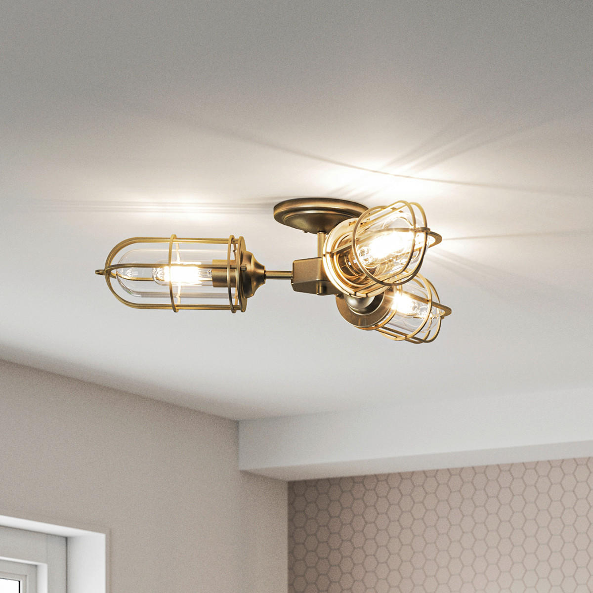DECKENLEUCHTE  65.4/14.9 cm    - Messingfarben, Konventionell, Glas/Metall (65.4/14.9cm) - Elstead Lighting