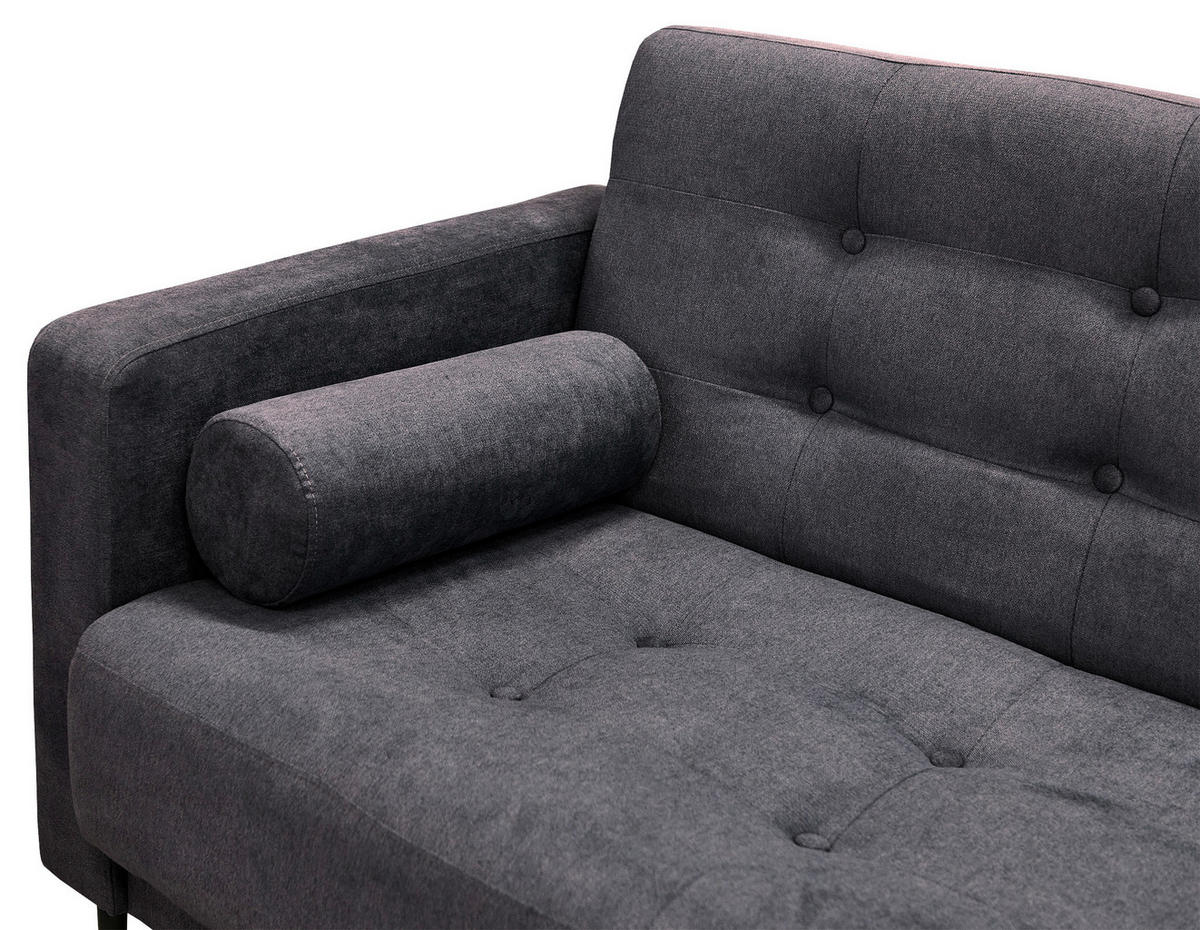 SCHLAFSOFA in Mikrofaser Dunkelgrau  - Dunkelgrau/Schwarz, Design, Textil/Metall (223/89/86cm) - P & B