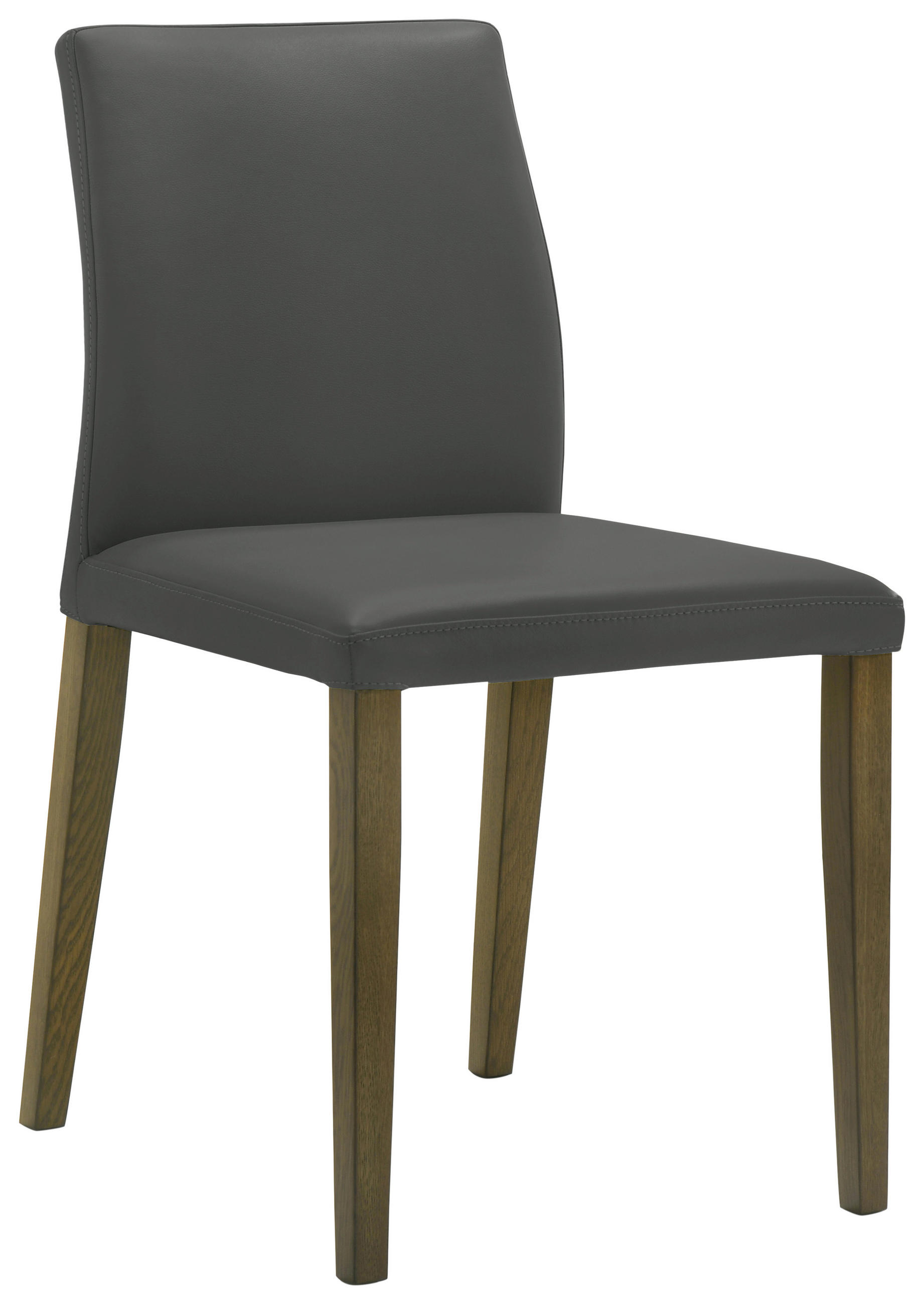 STUHL  in Echtleder pigmentiert Leder  - Anthrazit/Walnussfarben, MODERN, Leder (47,5/87/57,5cm) - Livetastic