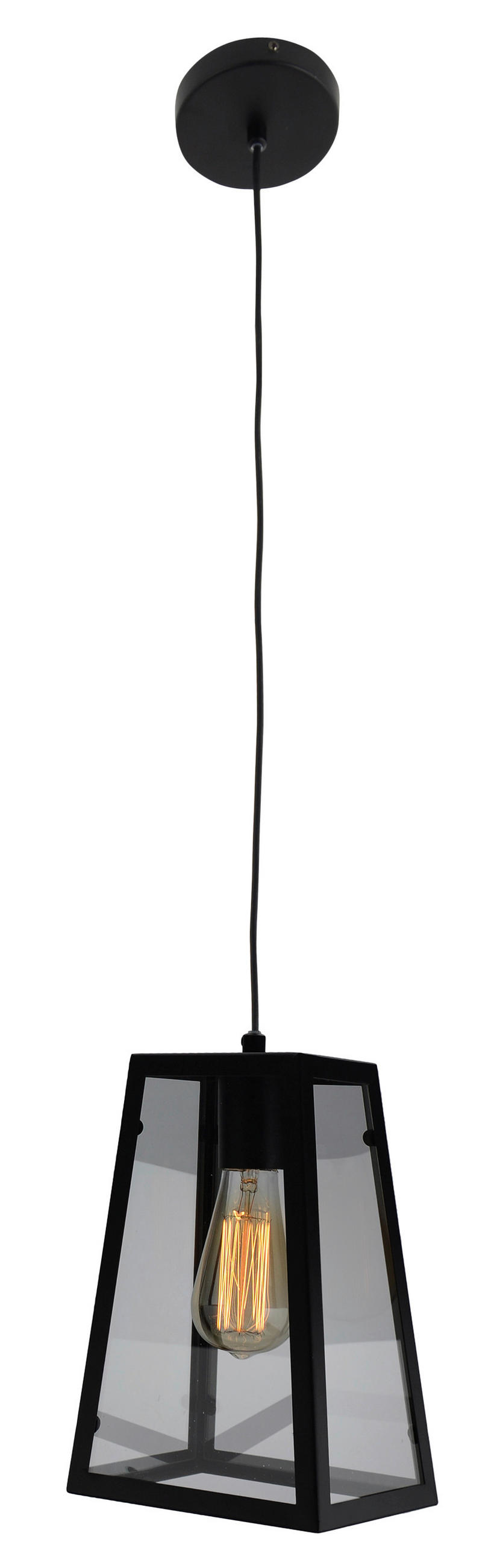 HÄNGELEUCHTE Alex 18/150 cm   - Schwarz, ROMANTIK / LANDHAUS, Glas/Metall (18/150cm) - Näve