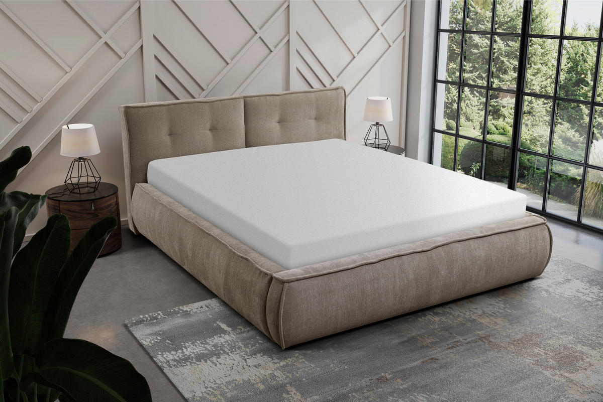 POLSTERBETT Lattenrost Hellbraun 160/200 cm  - Hellbraun/Beige, LIFESTYLE, Holz/Holzwerkstoff (160/200cm) - Livetastic