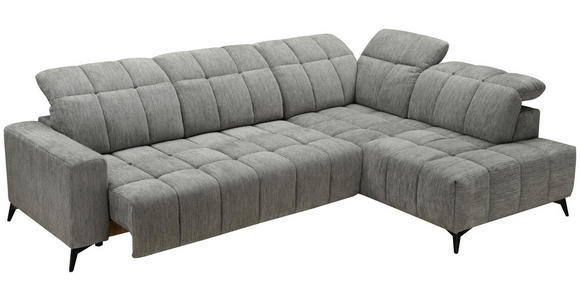 ECKSOFA Dunkelgrau Chenille  - Dunkelgrau/Schwarz, Design, Textil/Metall (293/214cm) - Xora