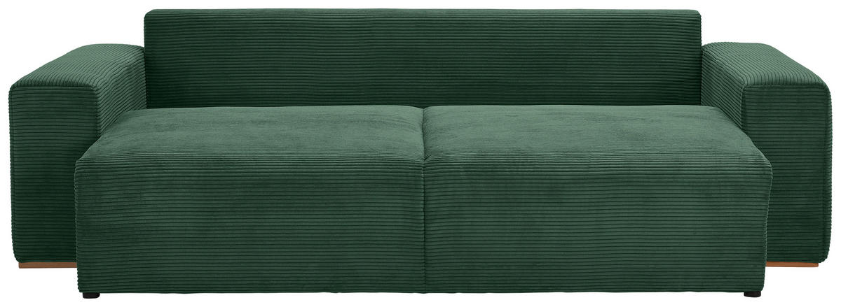 SCHLAFSOFA in Cord Grün  - Buchefarben/Schwarz, Konventionell, Holz/Kunststoff (255/86/123cm) - Livetastic