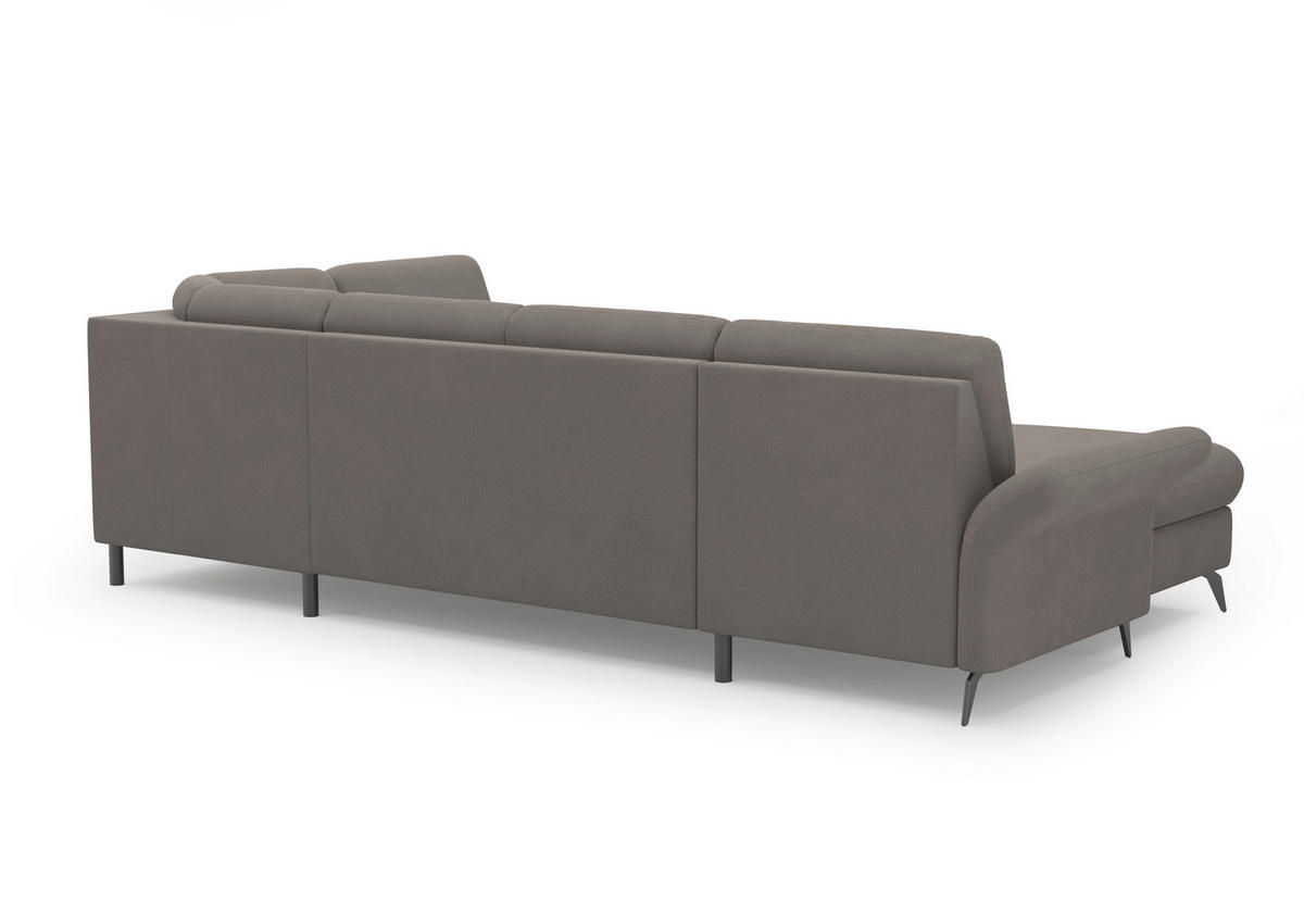 WOHNLANDSCHAFT in Flachgewebe Graphitfarben  - Schwarz/Graphitfarben, KONVENTIONELL, Textil/Metall (164/314/195cm) - Sit & More
