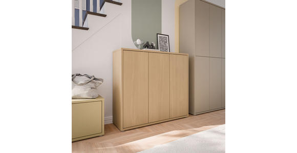SCHUHSCHRANK 109,2/99,1/34,9 cm  - Eichefarben/Grau, MODERN, Holzwerkstoff/Kunststoff (109,2/99,1/34,9cm) - Carryhome