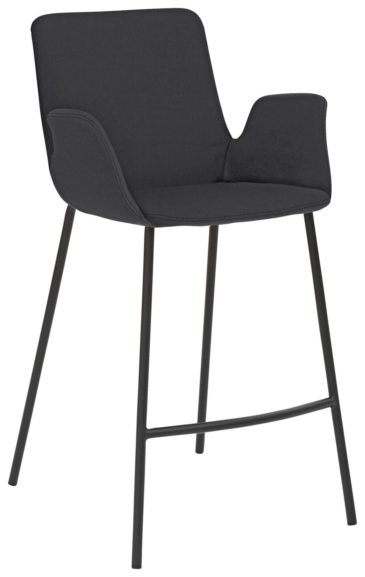 BARHOCKER Mikrofaser Anthrazit, Schwarz Stahl  - Anthrazit/Schwarz, Design, Textil/Metall (53/97/50cm) - Novel