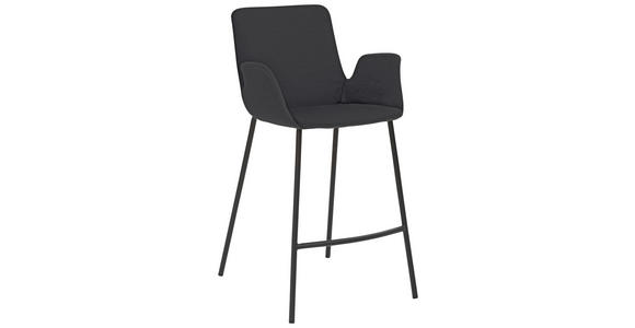 BARHOCKER Mikrofaser Anthrazit, Schwarz Stahl  - Anthrazit/Schwarz, Design, Textil/Metall (53/97/50cm) - Novel